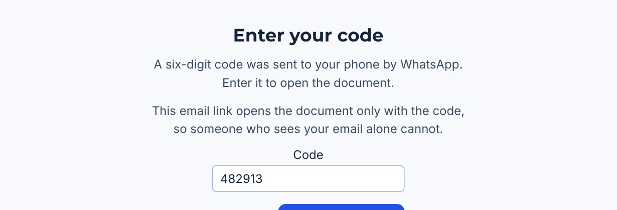 Enter your code screen on a computer